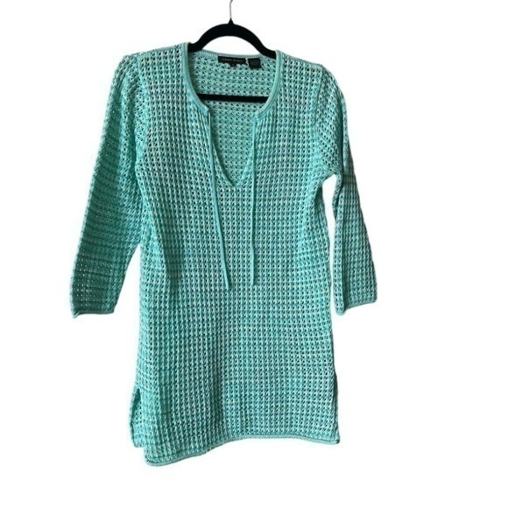 Jeanne Pierre Seafoam Aqua Turquoise Crochet Swim Coverup Summer Top